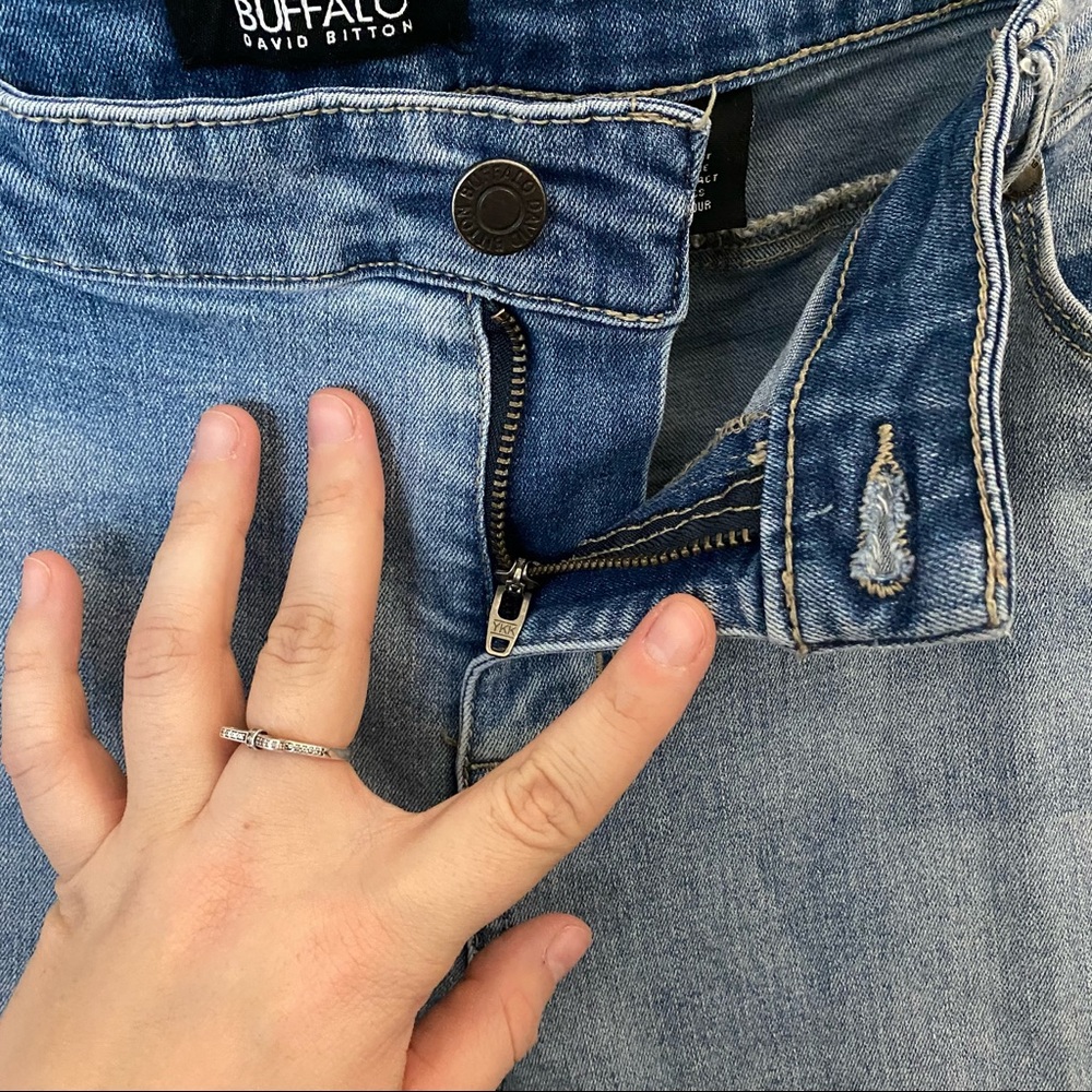 Buffalo David Bitton|14/34|Light Blue Jess Rip mad Repair Mid Rise Jeans - Picture 7 of 11
